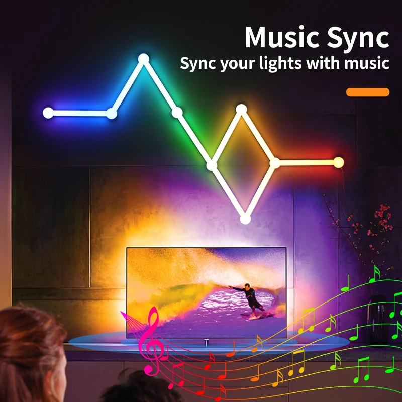 Wi-Fi Smart Home Decor Creative Wall Lights with Music Sync RGBIC Hexagon LED Wall Lights