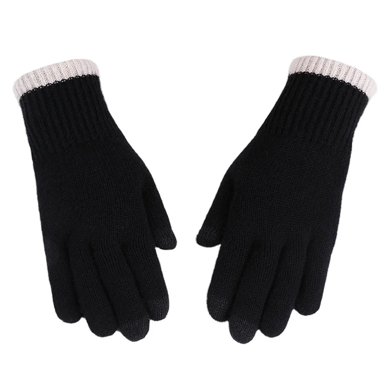 Wholesale touch screen warm pure wool gloves for men and women in autumn and winter, in stock, manufacturer riding windproof kni