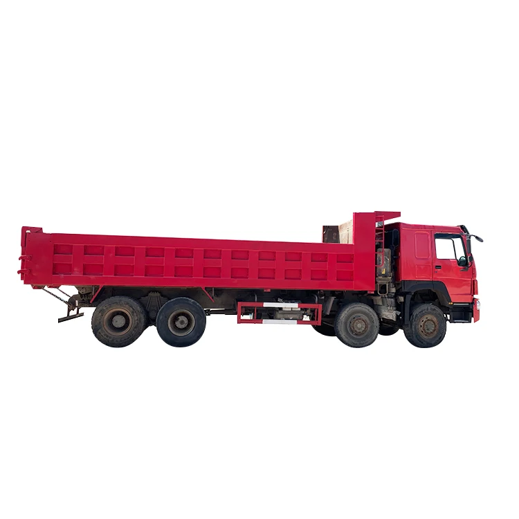 Подержанный самосвал HOWO 8x4 красный 12-колесный двигатель Sinotruk грузовой грузовик