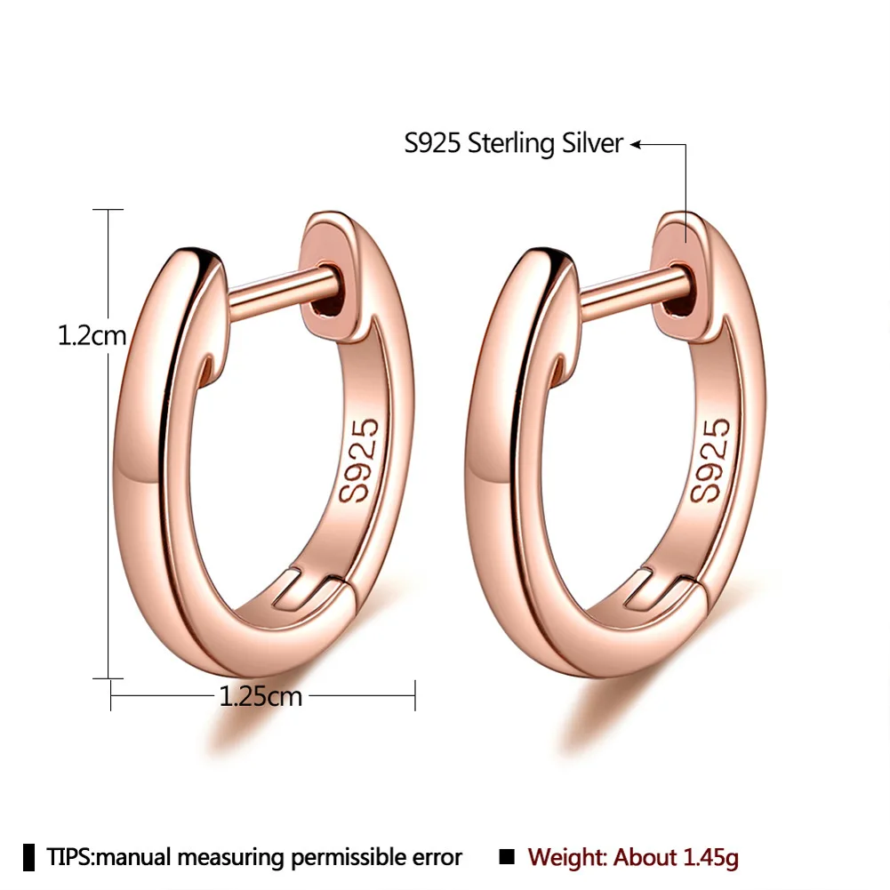 Gold Plated 925 Sterling Silver Plain Cuff Earring Gold Vermeil Hoop Huggie Small Stud Earrings Women Jewelry