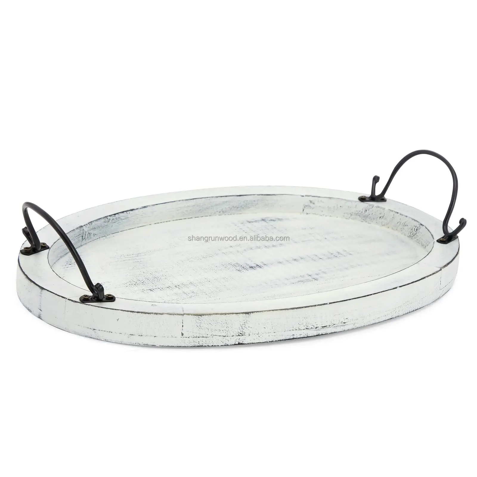 Decorative Platter Oval Shape Acacia Wood Serving Tray For Coffee Tea Fruit Food Dessert Wooden Tray