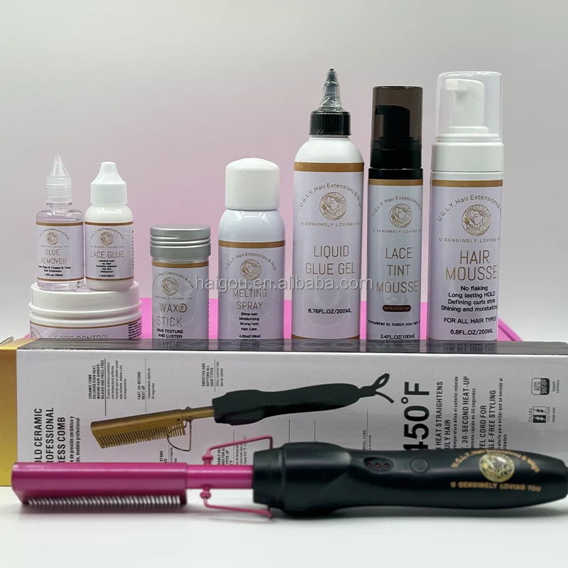 Electric Hot Comb straightener Hair Band lace glue gel Lace Melting Spray hair baby Foam Wax Stick For Natural Black Hair Wig
