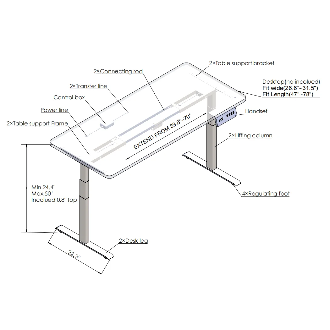 Home Office Height Adjustable Stable Lifting Table  Smart Electric Sit Stand Up Standing Desk Frame