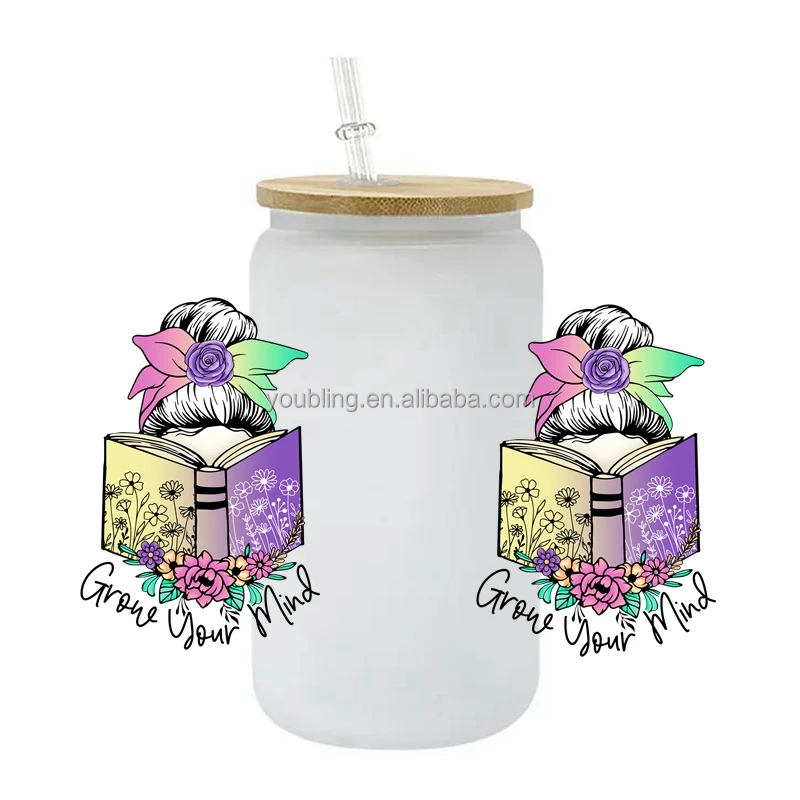 Wholesale 100+ Various  Books UV DTF  Wraps Stickers Custom 3D UV DTF Cup Wraps  Prints 16oz Libbey Glass  Can Wrap