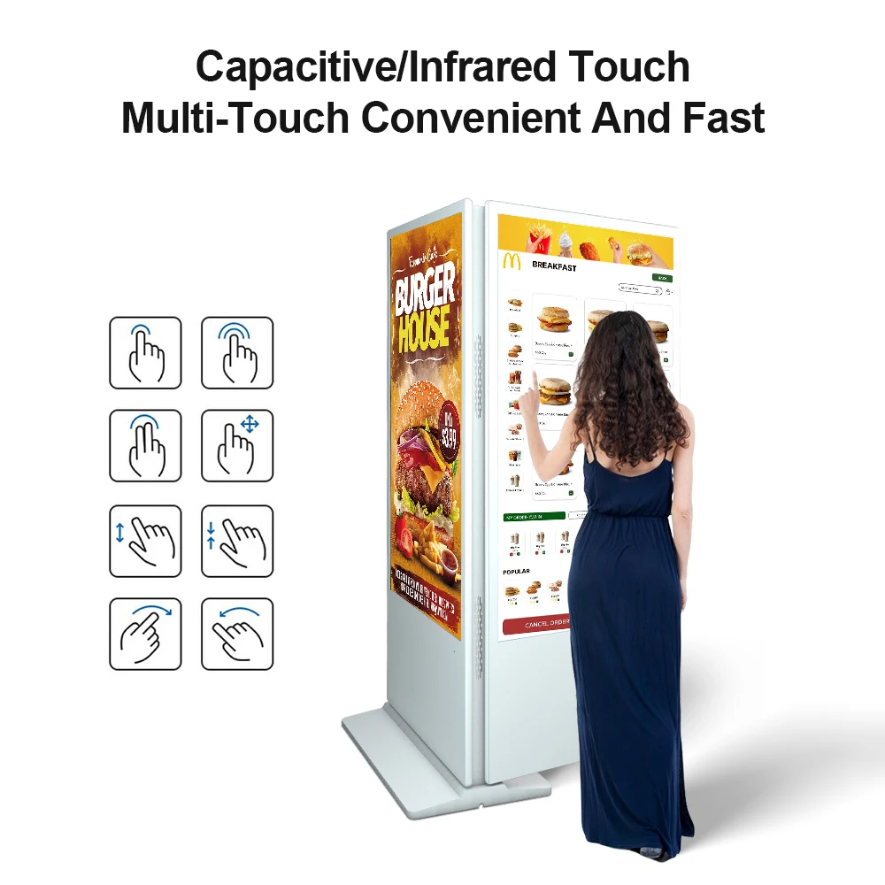 55 inch Indoor Dual sided Vertical Interactive Smart Screen Digital Display LCD Touch Screen Advertising Player
