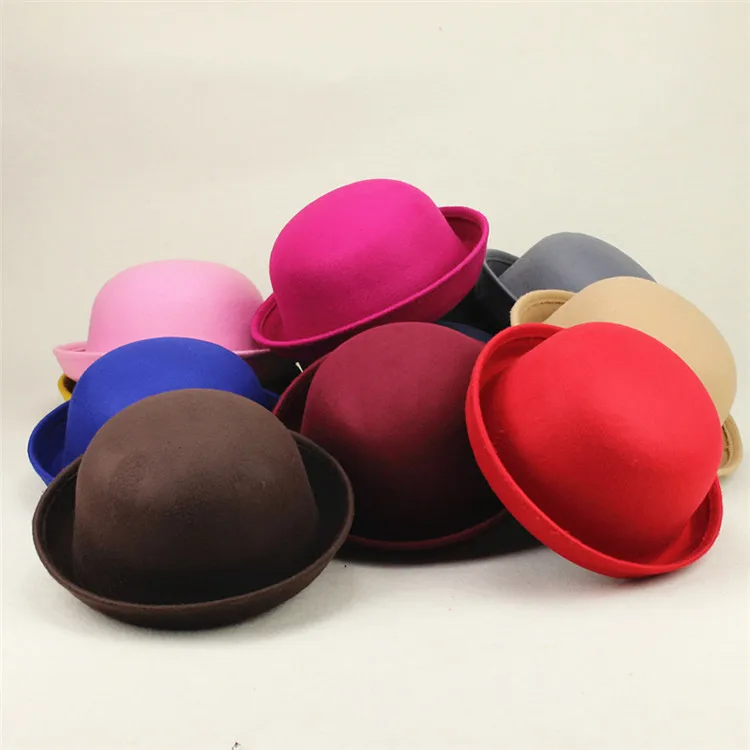 Wholesale Spring Autumn Unisex Children Fashion Felt Fedora Hats Bowler Hat