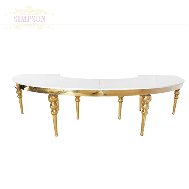 Golden and White MDF S shape wedding table chairs and tables for events wedding