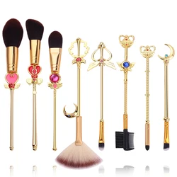 Amazon Hot Selling Rose Gold Anime Cartoon Metal 8pcs Synthetic Makeup Brush Set Cosmetic