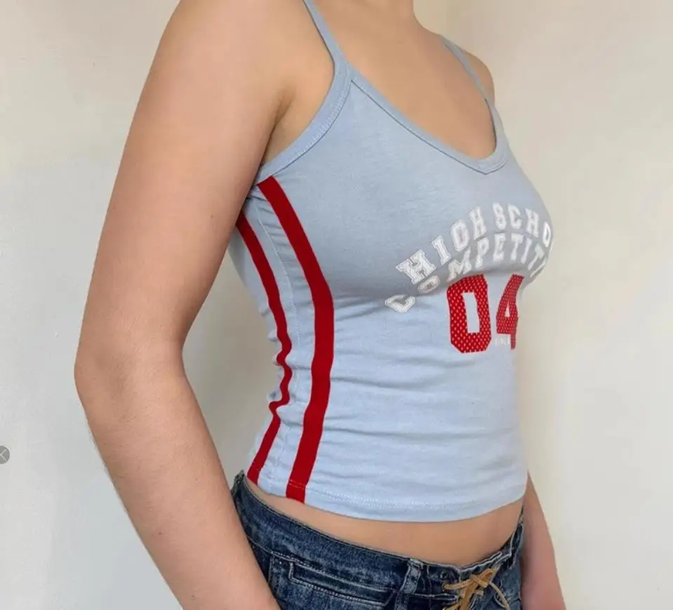 Custom womens Tank Top girls long narrow table top dance crop tops blank wholesale cheap customized cheerleading