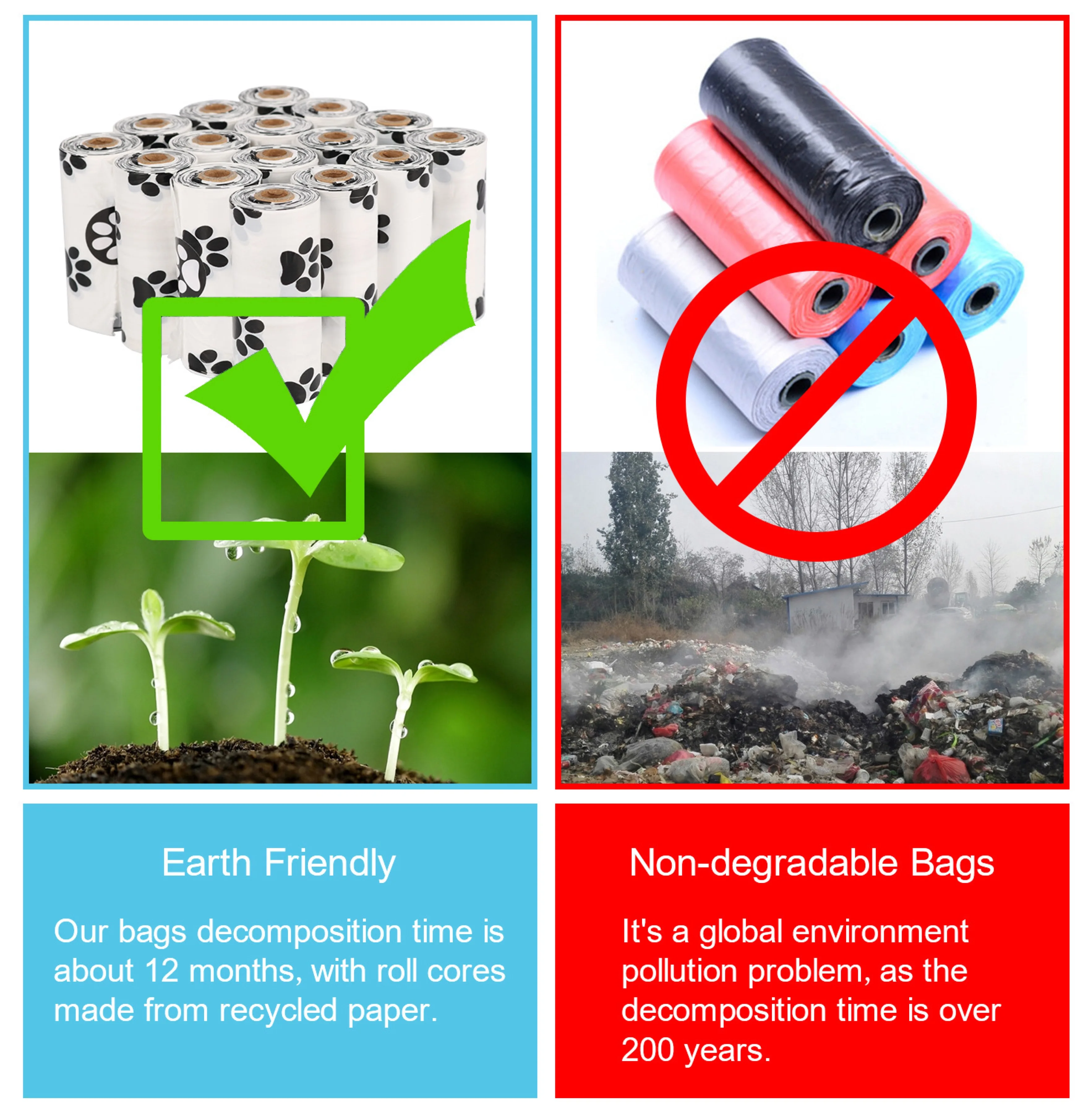 Dog Poop Bag Leak Proof Earth Strong Rated Dog Poo Bags Refill Rolls Pet Poop Bag Dog