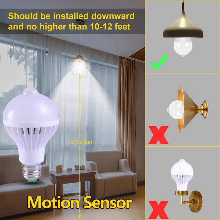 High Brightness  220V E27 SKD Sound Induction Sensor Smart Infrared PIR Motion Sensor Bulb LED Light/LED Bulb/smart bulbs