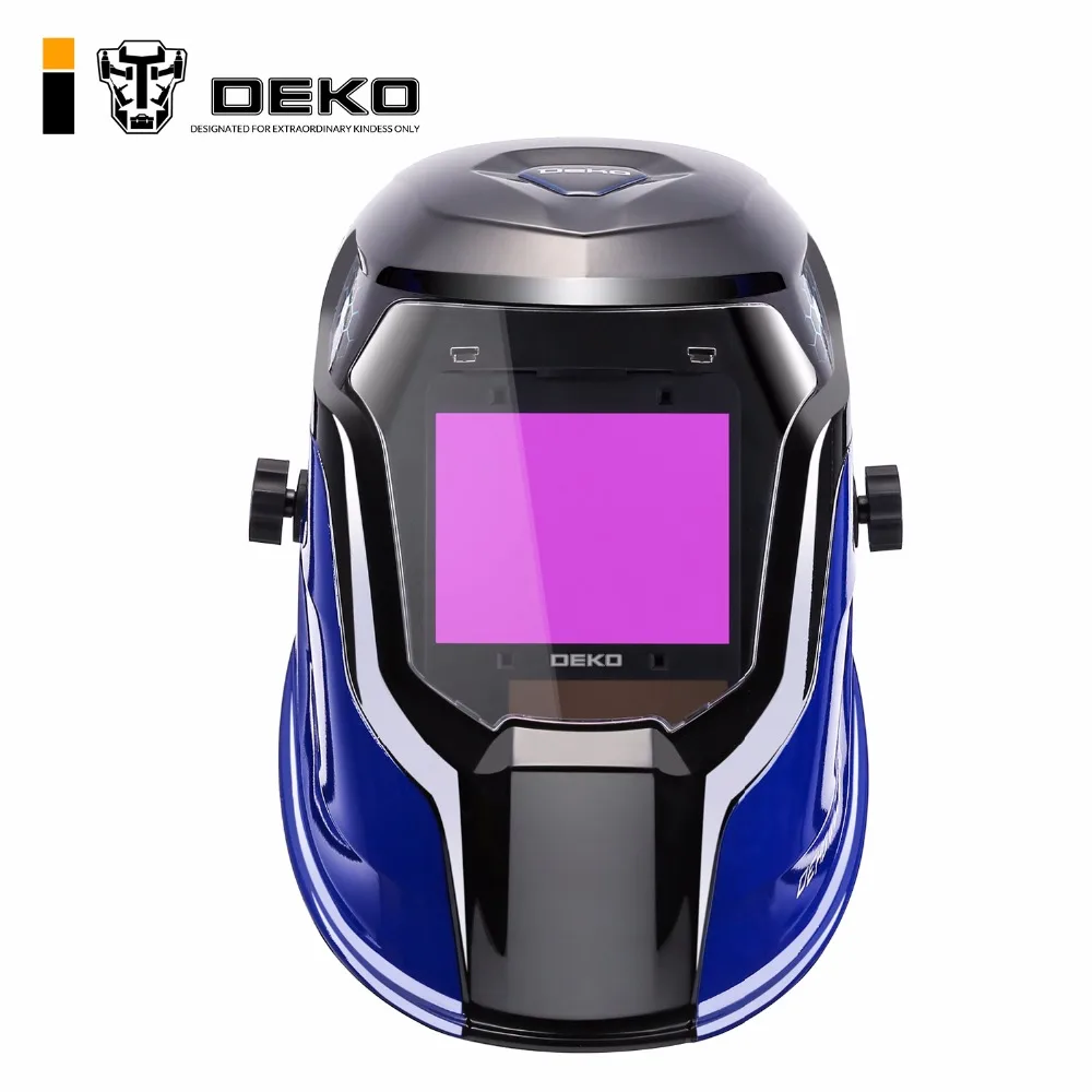 DEKO DNS-980E Blue Solar Powered Welding Helmet for MMA MIG Welding Machine Auto-Darkening PP Welder Helmet