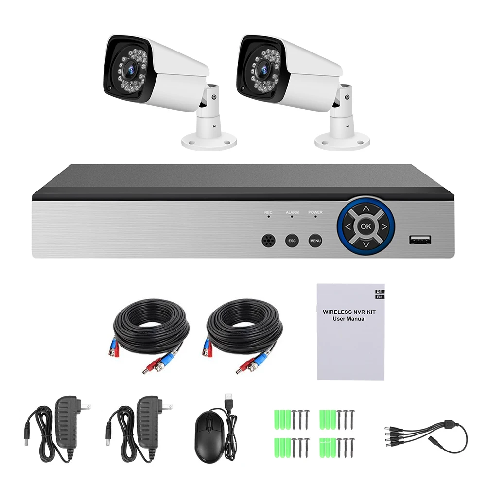  CVI TVI NVR HVR AHD 5-в-1 DVR 4CH рекордер CCTV 2 шт. 1080P видео камеры видеонаблюдения домашняя система