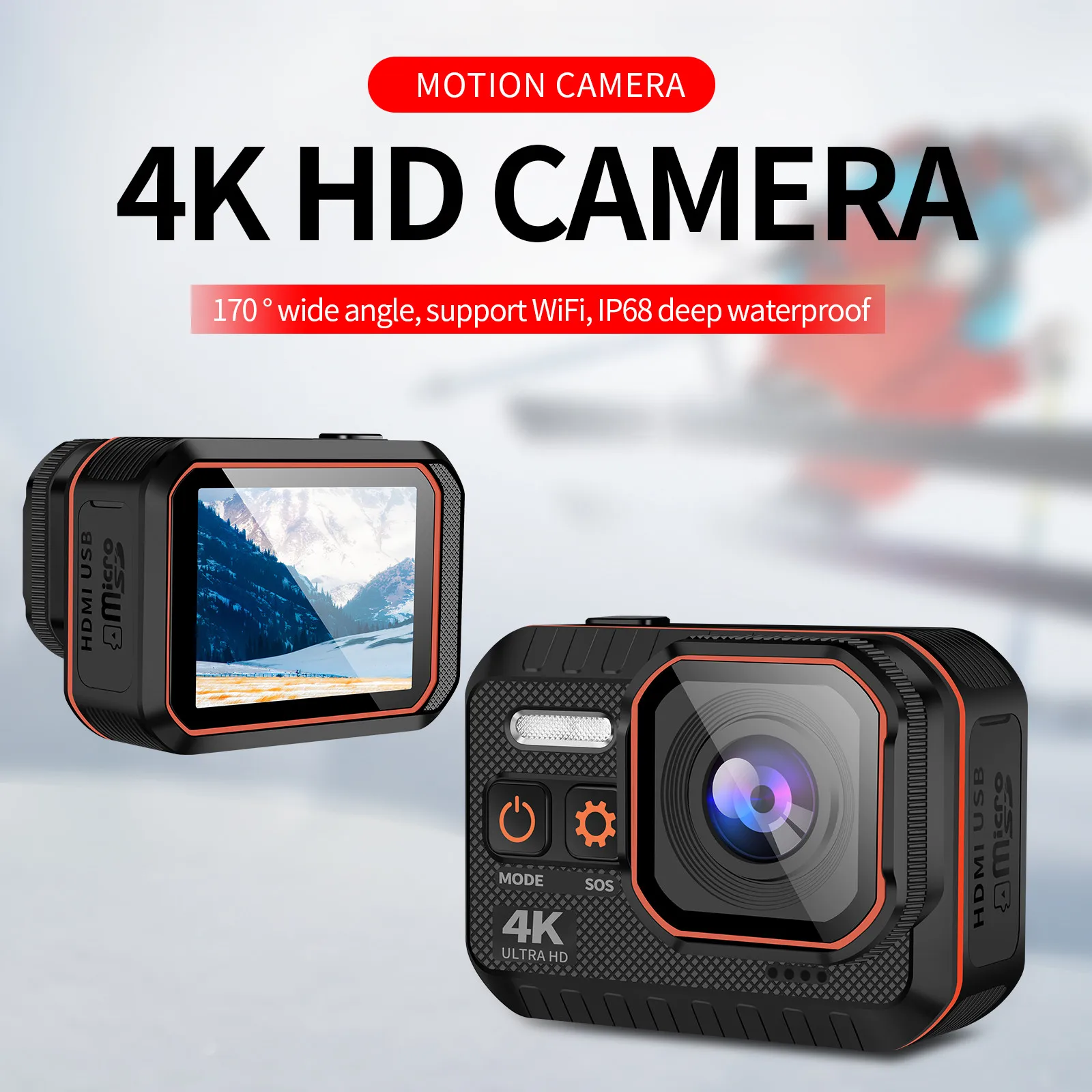 4-кратный оптический зум велосипедный шлем 4K 1080P электронная Спортивная Экшн-камера с защитой от