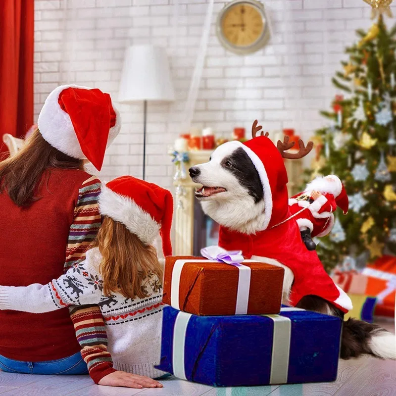 Best seller Pet Costumes Party Dressing Up Santa Claus Riding Cosplay Christmas Dog Clothes Suit