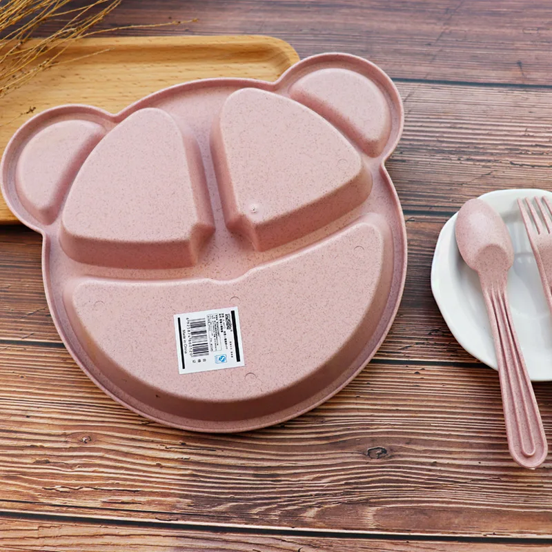 Baby Feeding Tableware Set Cartoon Plates Kids Dishes Children Dinnerware Anti-hot Training Eating Food Bowl With Spoon Fork