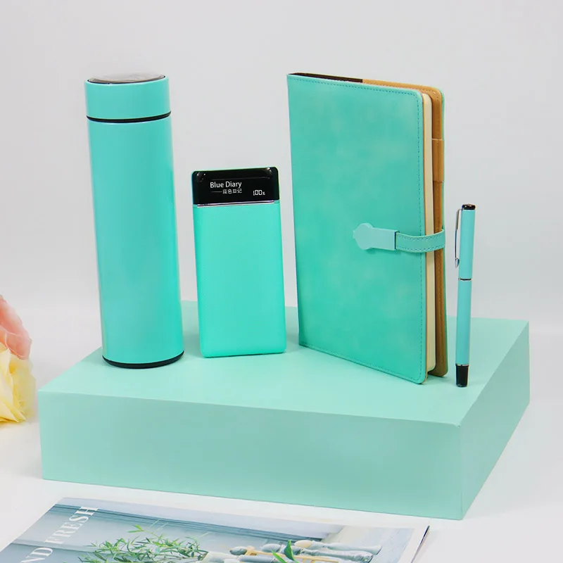 2023 Trending Lake Blue Power Bank Notebook Pen Thermos Cup  Custom Gifts Boxes New Promotional Corporate Gifts Business Gifts