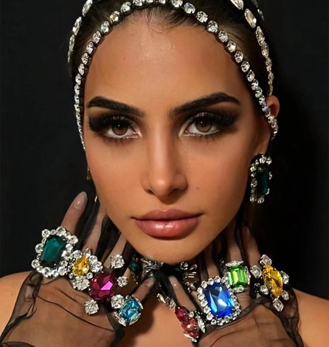 Fashion Jewelry Big Diamond Engagement Rings for Women Opening Adjustable Crystal Rings Wedding Rings Women