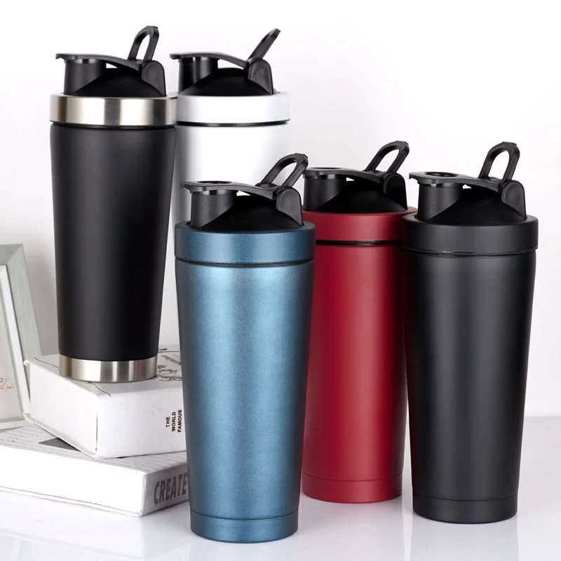 750ml Stainless Steel Shaker Cup Double Layer Fitness Protein Powder Insulation 25oz Portable Sports Cup