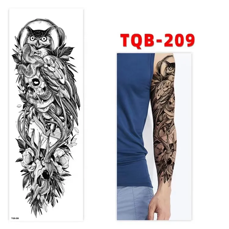 New waterproof owl rose skull totem wild wolf lion large arm leg temporary tatoo stickers