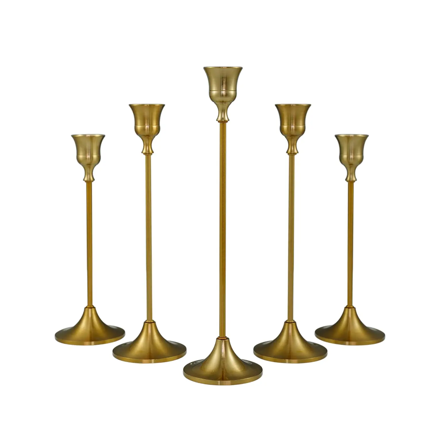 Factory customization 5pcs Brass Gold Vintage Decorative Candlestick Holders Metal Candle Sconce for Table Party Home Decor