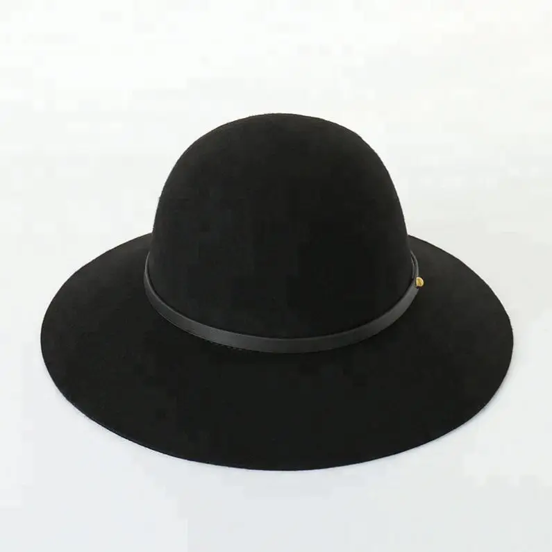 
Wholesale Women Round Crown Wool Felt Floppy Hat with 8cm Brim 