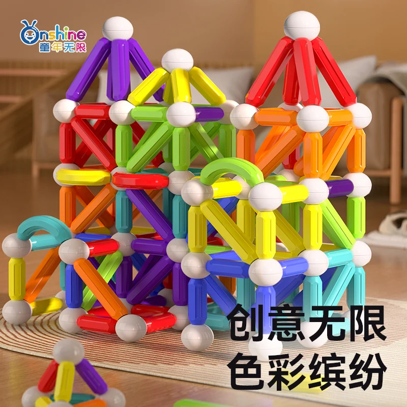 new 60/100pcs Onshine Magnetic sticks STEM Educational Toy for Kids Montessori Sticks and Balls Sensory Activities Toys