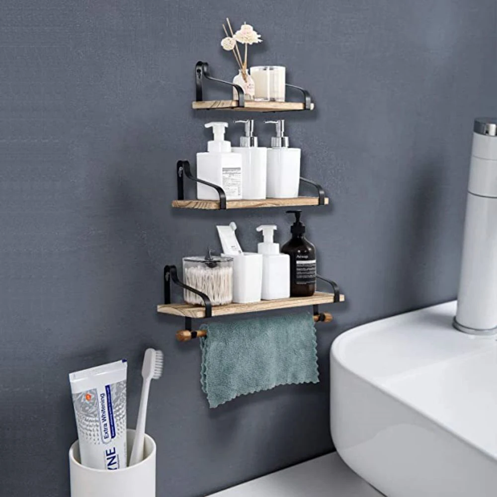 Wall Shelf Hanging Storage Furniture Metal Antique Industrial Vintage Rustic Solid Wood Mounted Wall Floating Shelves For Wall