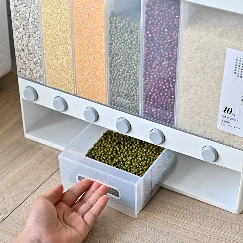 High-capacity Wall-mounted Home Transparent Sealed Storage Dispenser Household Storage Tools Grain Storage Box