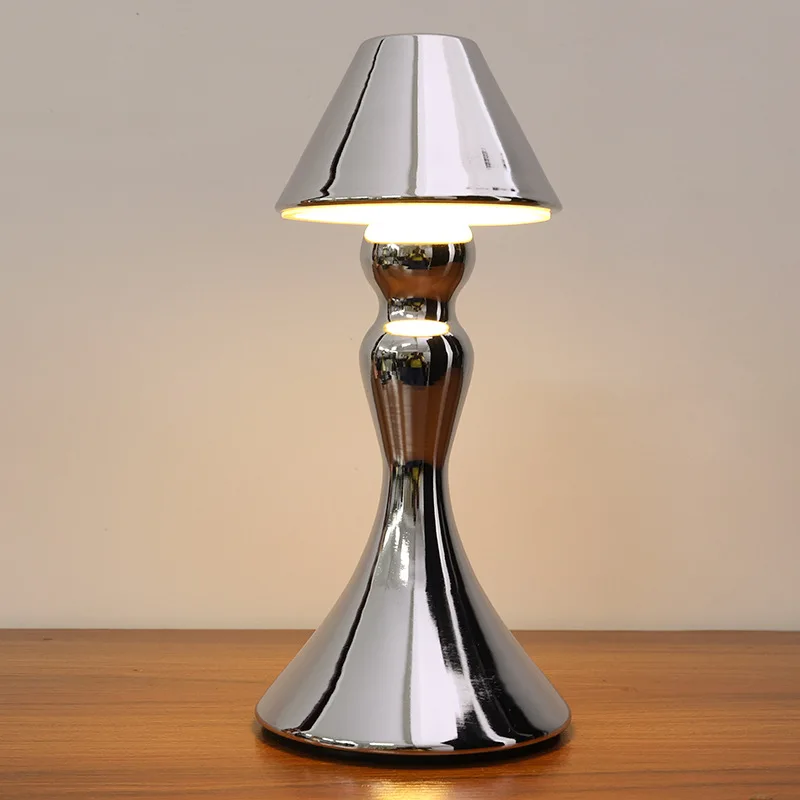 Cordless Hotel Restaurant bar Metal Table Lamp Gold Luxury Rechargeable Lampe De Table