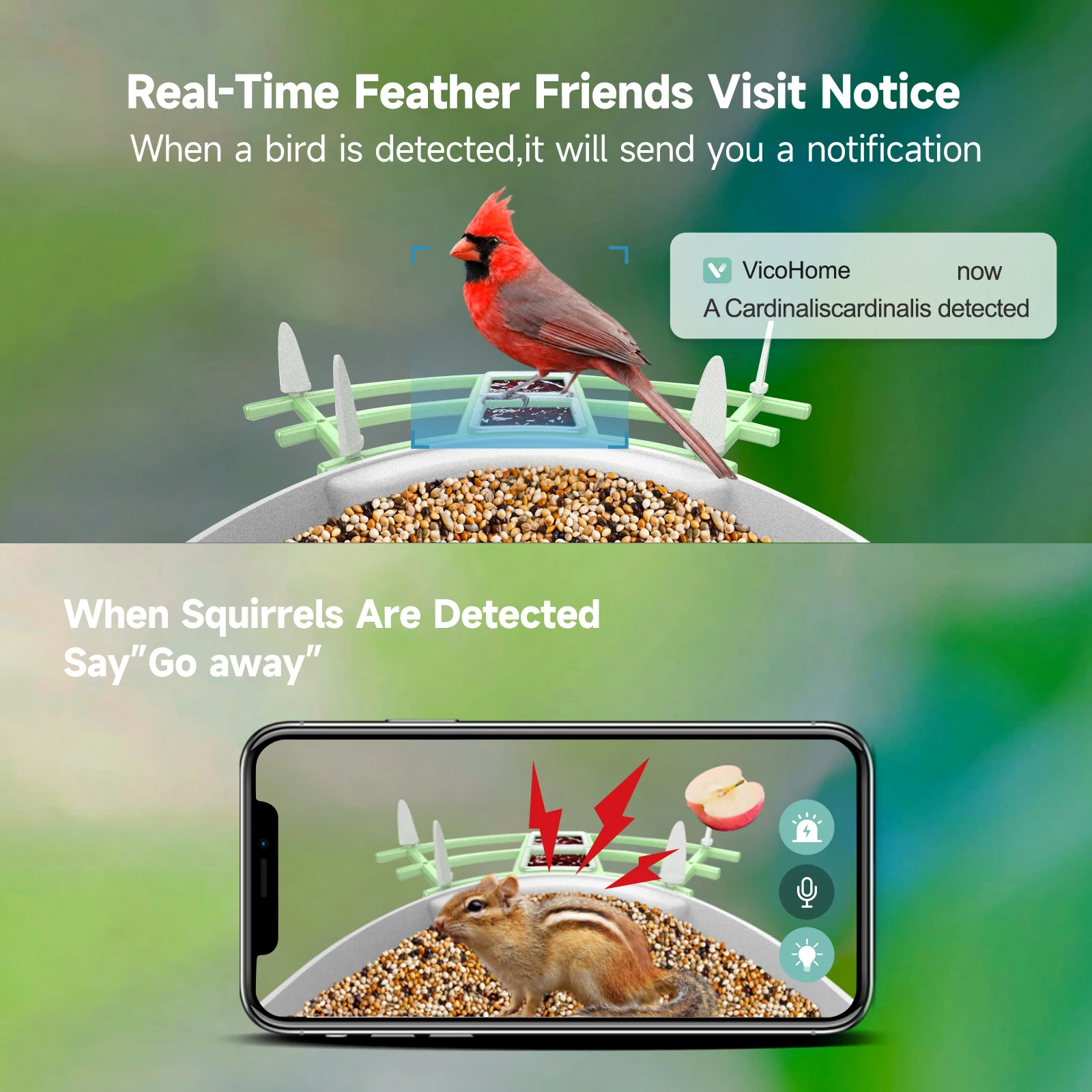 Waterproof 1080P APP Real Time Night Vision Smart Bird Feeder with Camera Solar Powered