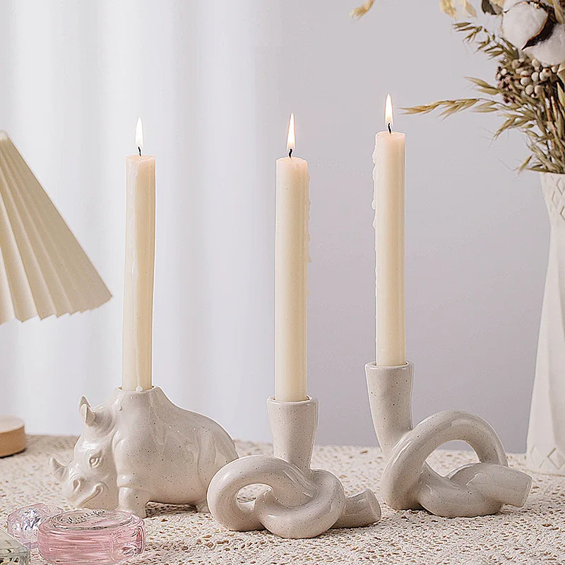 Popular Elegant Wrist Rope Shaped Candle Stand Decorative Tabletop Porcelain Candle Holder for Home Party Night Light Wholesale
