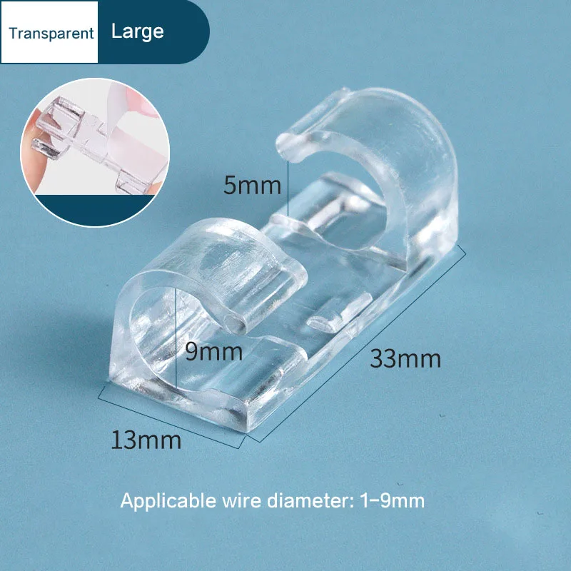 Pack of 20 Self-Adhesive Cable Clips Organizer Drop Wire Holder Cord Management Transparent