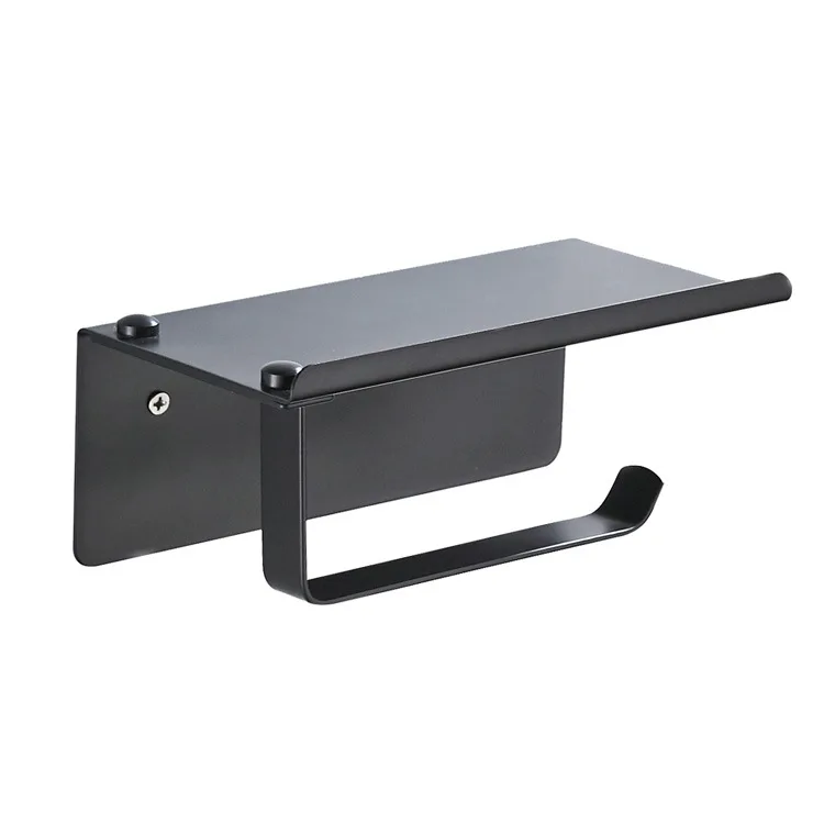 Bathroom Wall Mounted Stainless Steel Toilet Black Mobile Phone Holder Paper Towel Holder