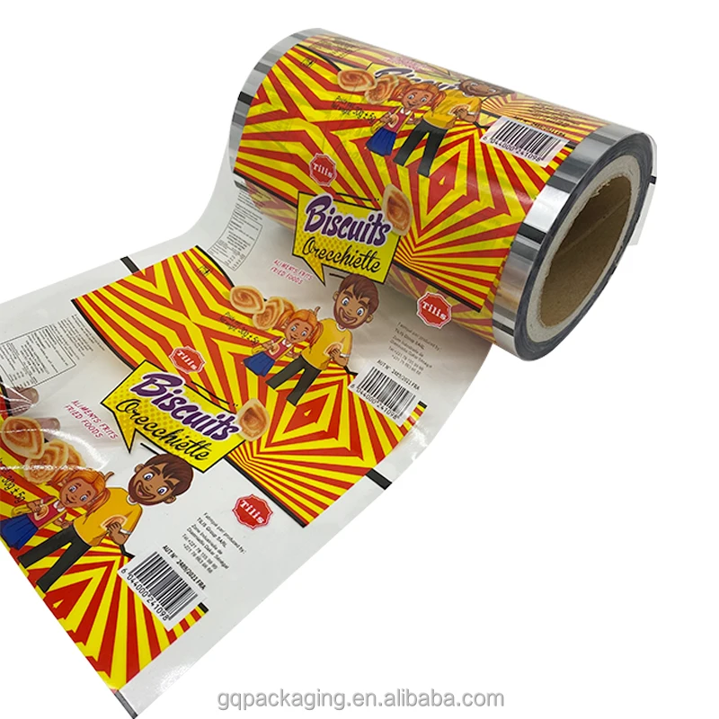 Custom print jelly bag snacks packing automatic potato chips packaging rolls laminated PE food packaging roll film