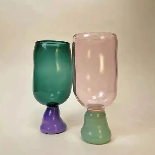 Custom Made Creative Drinkware Birthday Gift Borosilicate Handless Two-Coloured Glass Mugs Cups for Drinking