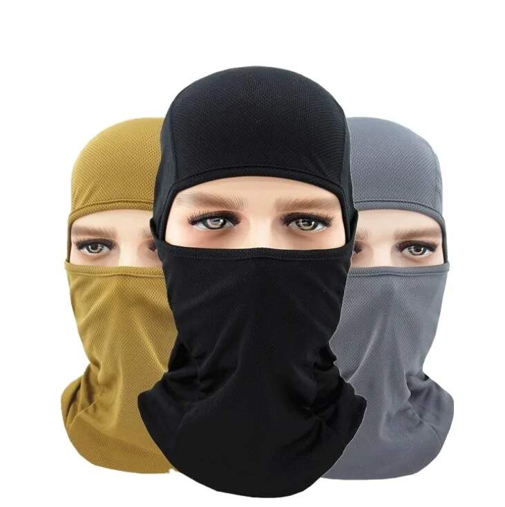 Summer Cycling Fishing Suncreen Full Face mask Solid color breathable ice silk Cooling Balaclava Helmet Liner beanie hat Masks