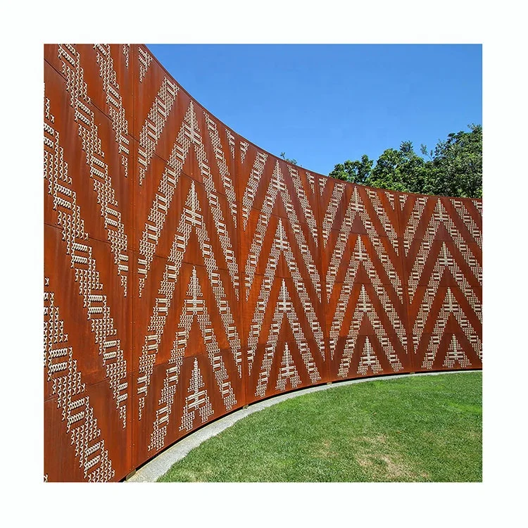Customized Outdoor Decoration Laser Cutting Corten Steel Plate Garden Sculpture Fence Panel  Powder Coated Metal Garden Fence