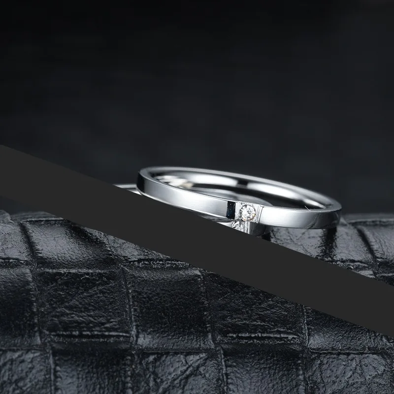 Women Men Jewelry Rings Lovers Wedding Bands Romantic Custom Stainless Steel Crystal Couple Ring High Quality