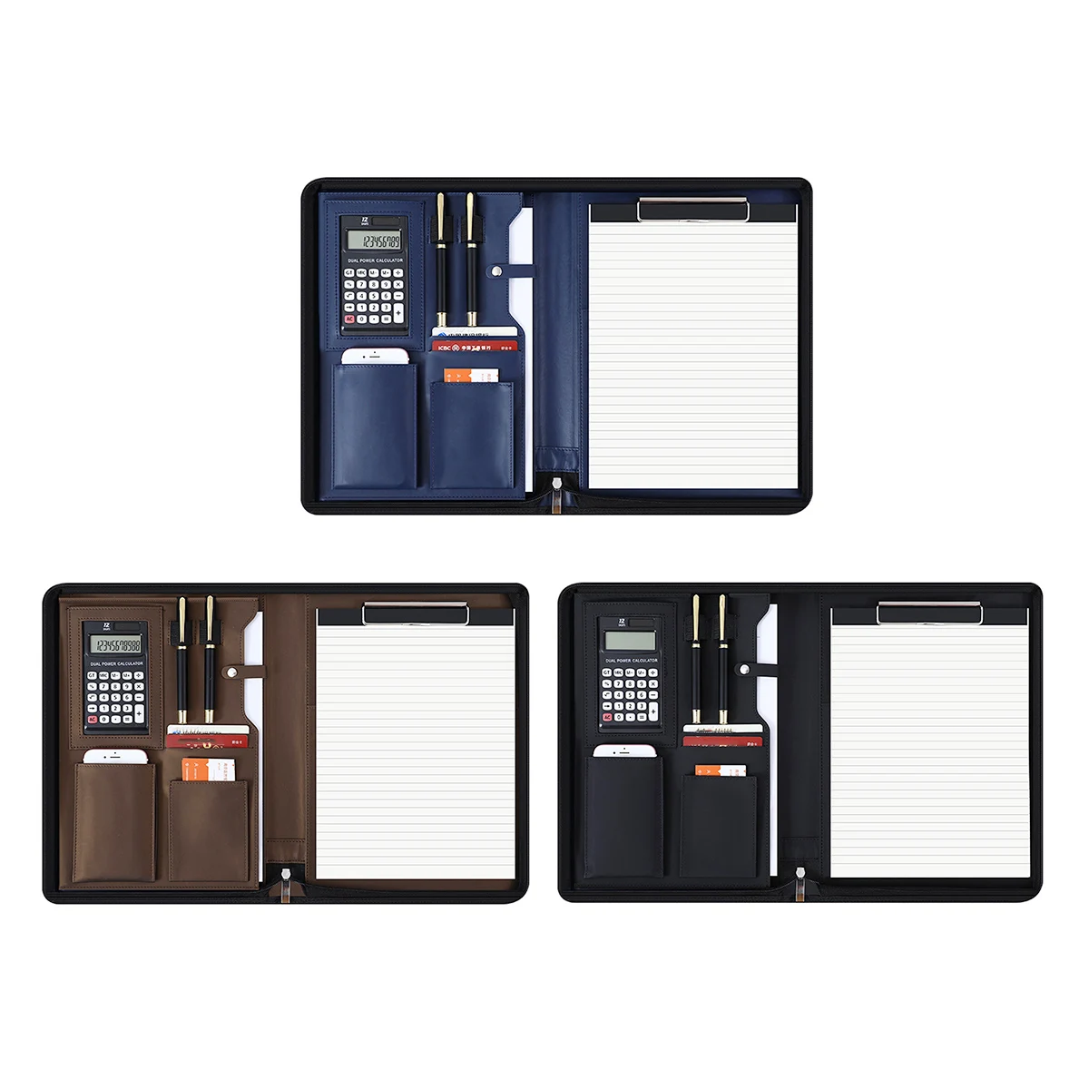 Padfolio Bag Pu Leather Executive Zippered Holder Leather Documents Organizer Portfolio Folder