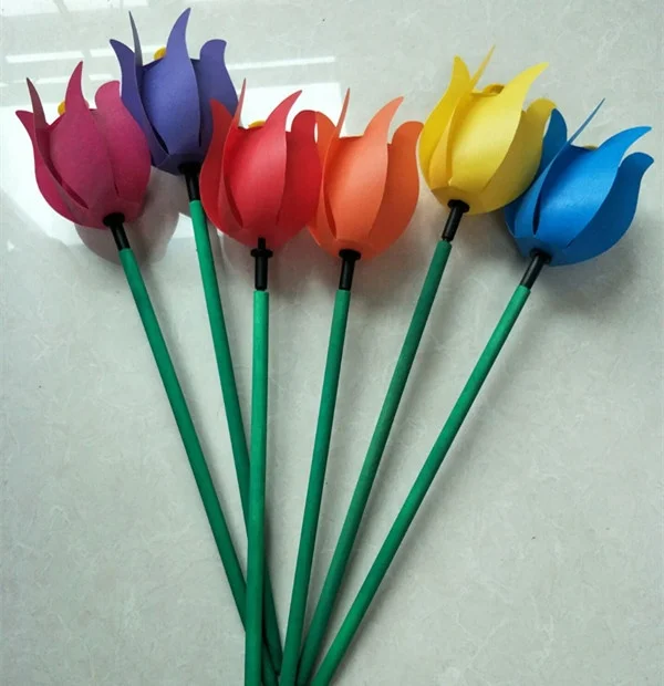 Garden decoration  colorful tulip windmill  for kids toy