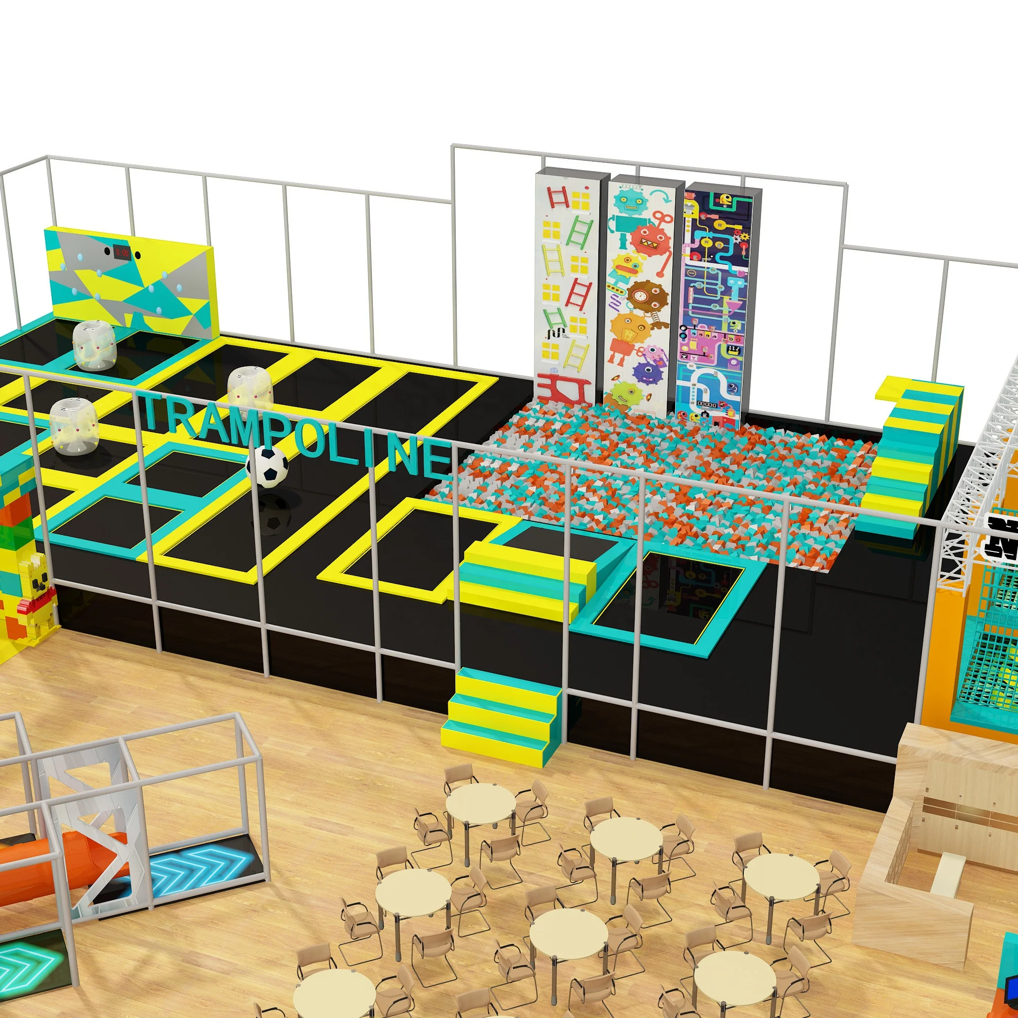 Indoor trampoline park with ninja course  for Sale