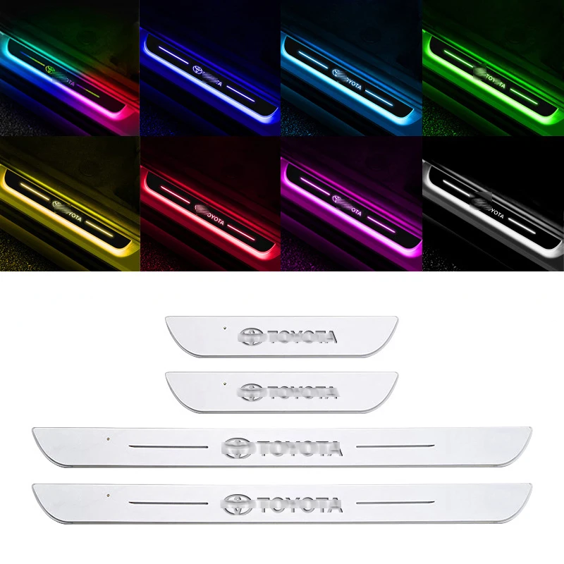 LED Illuminated Car Door Sill Scuff Plate with Customizable RGB Colors and Rechargeable Battery LED Lighted Logo Welcome Pedal