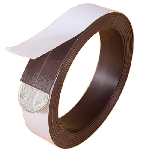 
OEM customized flexible rubber magnetic sheet magnet stripe strip backed with adhesive tape 