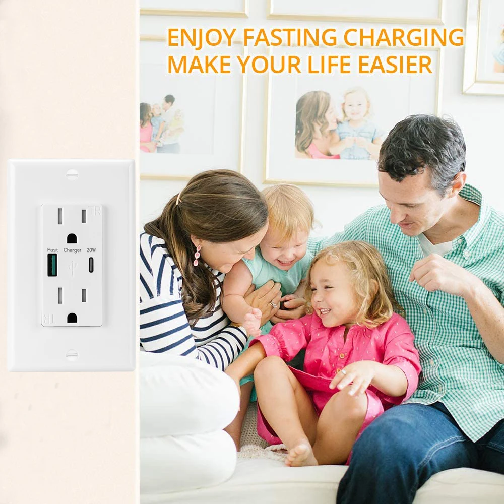 Keygma 20W USB-A Quick Charge 3.0 USB-C Power Delivery Port Usb Type C Wall Outlet