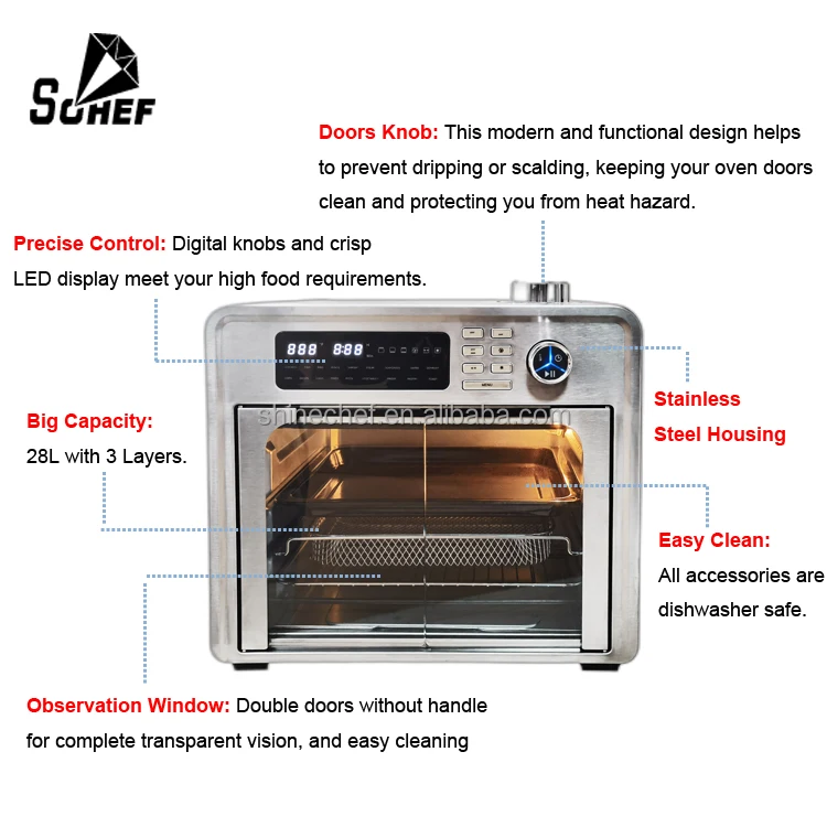 Convection Countertop Oven Combination Smart Air Fryers Toaster Oven Digital Deep Fryer Without Oil