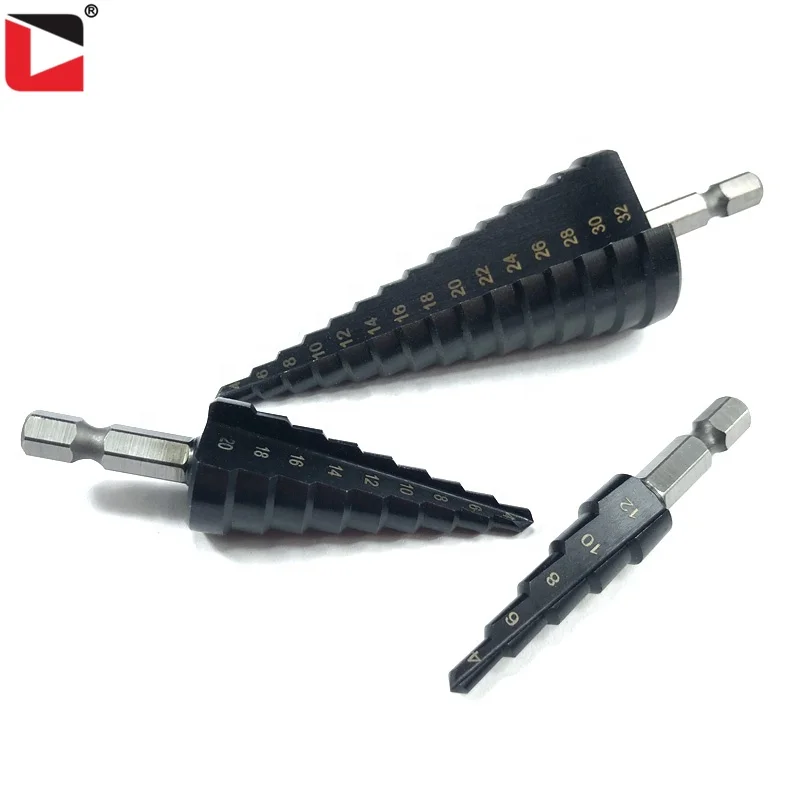 HSS M35 TiAlN coating 4-12/4-20/4-32mm hex shank hss step drill bit for stainless steel