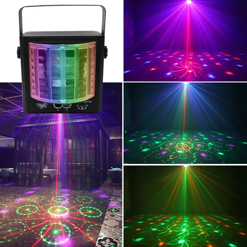 4-Color Mini LED Butterfly Laser Beam Projector Party Light Acclarent Illumination Lazer Lamp Moving Discos Light For Nightclub