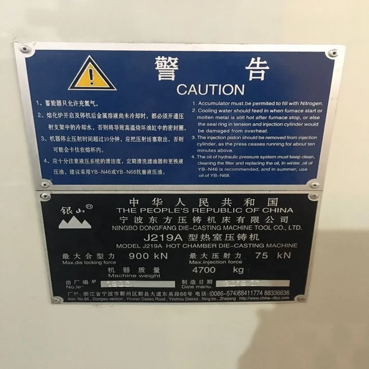 88Ton 880KN Hot Chamber Die Casting Machine for Zinc Injection