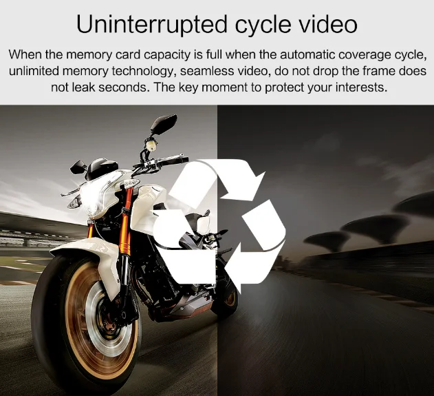 Motorcycle Mirrors With Camera 2.7inch Dual Lens Panoramic Rearview Mirror HD Mirror Rearview